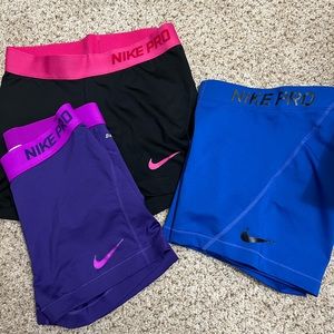3 pairs NIKE PRO shorts size medium